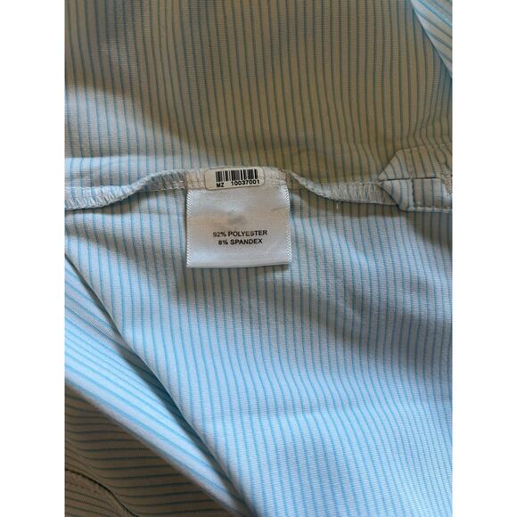 Peter Millar | Summer Comfort Baby Blue & White Stripe Polo Shirt Size XXL - Picture 7 of 9